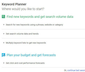 googles keyword planner