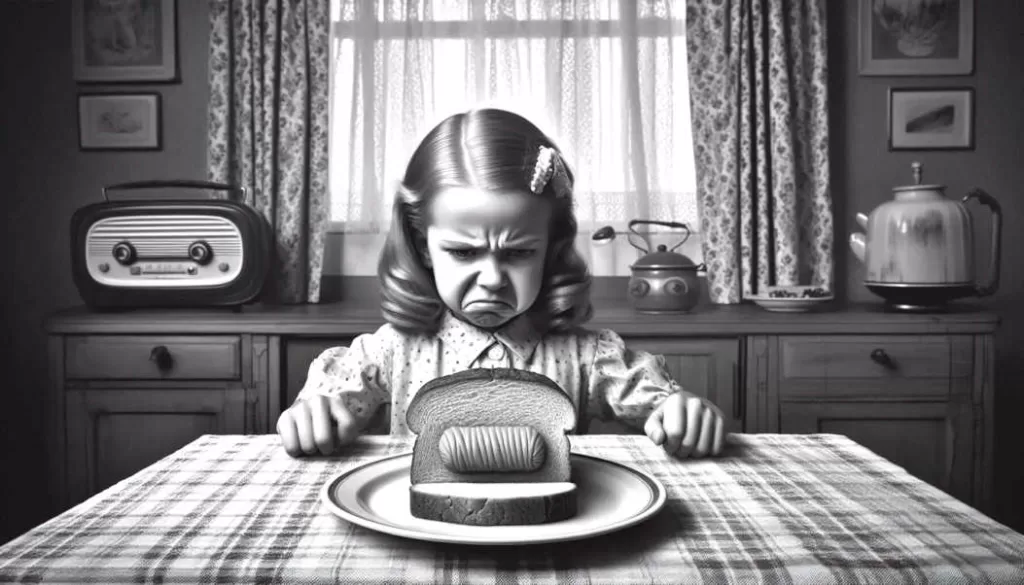 Girl with a baloney sammich