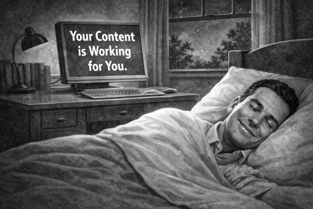 Man sleeping while content works